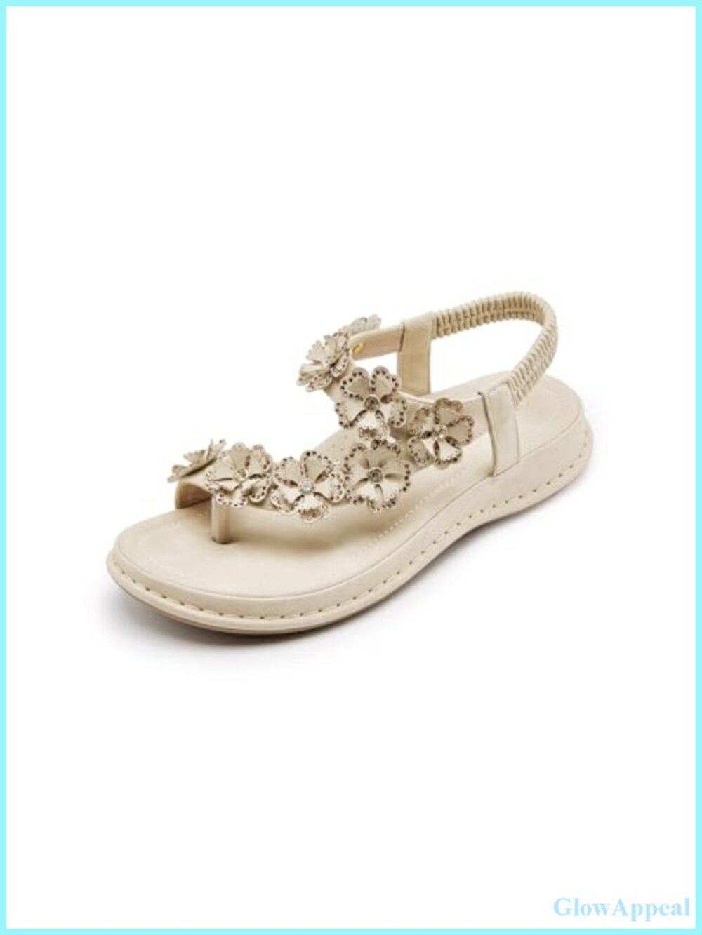 Rhinestone Flower Elastic Slingback Sandals Wedge Arch Support